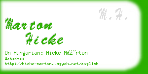 marton hicke business card